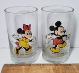 Vintage Mickey and Minnie Mouse Glasses Set of 2