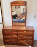 Vintage Mid Century Wood Dresser with Mirror