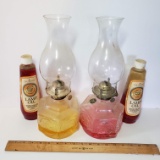 Pair of Vintage Oil Lamps with Oil