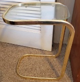 Small Vintage Brass Toned End Table