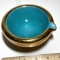 Vintage Oriental Gilt Porcelain Ashtray with Turquoise Center Signed on Bottom