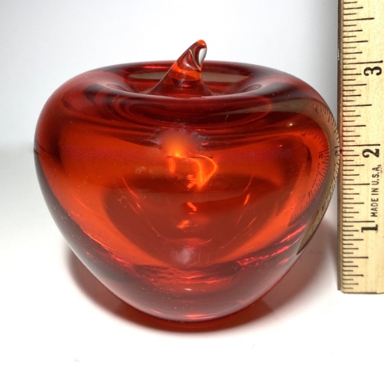 Heavy Red Glass Apple Paperweight