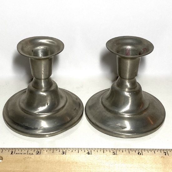 Pair of Vintage Pewter Candle Sticks