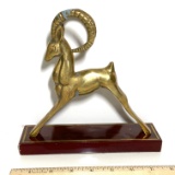 Brass Gazelle Figurine on Base by San Pacific