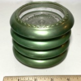 Set of 4 Green Glass Coasters