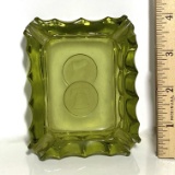 Vintage Avocado Green Glass Coin Ashtray