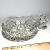 Pressed Glass Dish with Single Handle