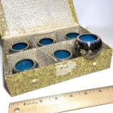 Pretty Set of 6 Cloisonné Napkin Rings with Box