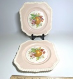 Pair of Old English Johnson Bros. Square Plates with Fruit Design Made in England