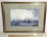 Vintage Harbor Print in Gilt Frame 12” x 16-1/2”