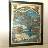 1966 Caribbean Map Framed Print 22-1/2” x 18”