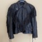Nice Heavy Black Leather Coat with Fringe Size XXL