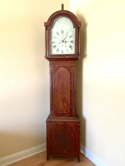 Antique Grandfather Clock by Hermle Black Forest Clocks with Beautiful Inlay