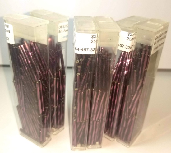 Lot of GB CBQ011 25mm- S/l Amethyst Bugle Beads