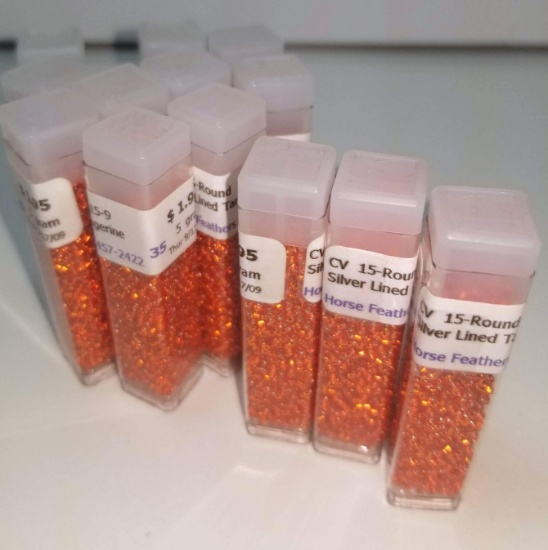 CV 15 Round Silver Lined Tangerine Beads - 65 grams