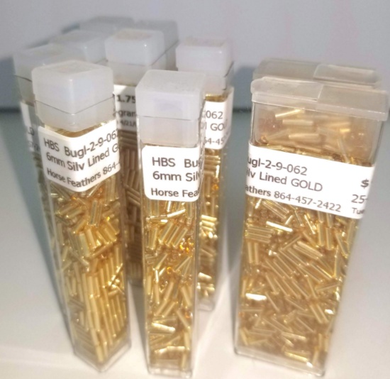 HBS Bugl-2-9-062 - 6mm Silver Lined Gold Beads