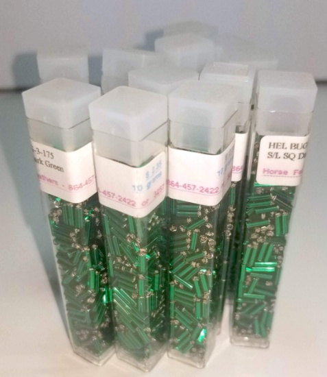 Hel Bug-3-175 S/L Sq Dark Green Beads