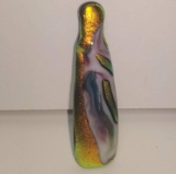 Hand Crafted Long Abstract Glass Piece in Iridescent and White