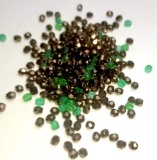 Mixed Lot of 3mm Crystal Fire Polished Beads - Mix of Brass and Green Colored Beads