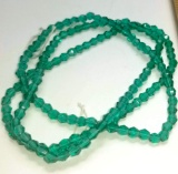 Three Strands of 3mm Crystal Fire Polished Beads - Green