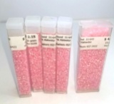 5 Vials of Dyed Pink Alabaster Beads   CV 11 Round 11-643