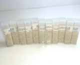 11 Vials of Gilt Gold Lined Opal White Beads   CV 11-551 11 Round