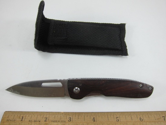 Lock Blade Pocket Folder Wood Handle with Belt Clip 2-1/2" Spear Blade
