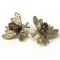 Pair of Gold Tone Fly Pins with Brown Stones