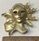 Large Gold Tone Lady Brooch with Clear Stones