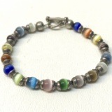 Sterling Silver Multi-colored Bead Bracelet
