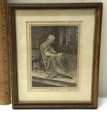 Vintage Etching In Frame “Checkerboard Square” Artist Signed J Jefferson Morgan