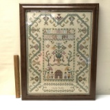 Beautiful Needlepoint ABC Wall Hanging In Frame
