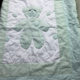 Handmade 1980 Mint Green Teddy Bear Quilt For Crib or Decoration