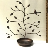 Vintage Copper Plated Bird Jewelry Display Tree with Ring/Bracelet Holder On Bottom