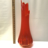 1970s Bright Red Tall Stretch Vase
