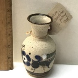 Pretty Handmade Mexican Sandstone Pottery Vase with Original Tag