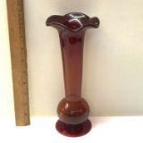 Hand Blown Ruby Red Glass Vase