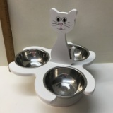 Wooden Cat Feeding Water Station