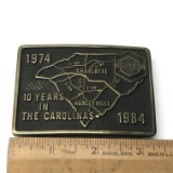 1984 “10 Years In The Carolinas” Handmade Solid Brass Belt Buckle