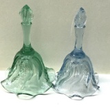 Pair of Pretty Glass Bells with Ruffled Bottoms
