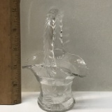 Miniature Glass Basket with Embossed Leaf Design