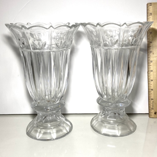 Pair of Heavy Crystal Vases