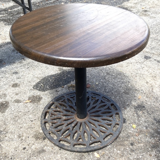 Wood Top Round Table with Iron Base