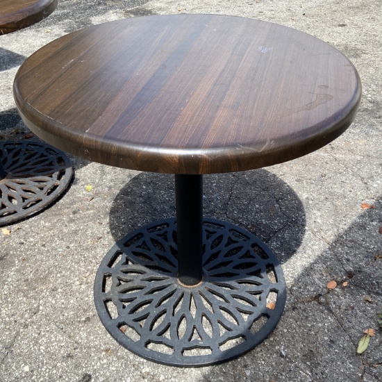 Wood Top Round Table with Iron Base