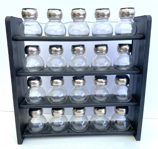 Spice Rack with Glass Bottles