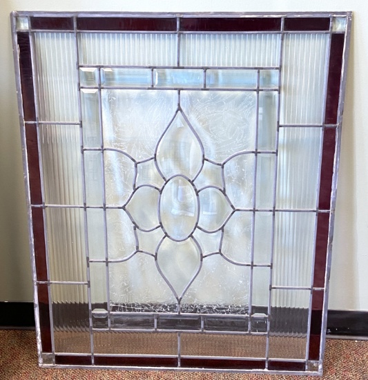 Partially Beveled Stained Glass Door Window