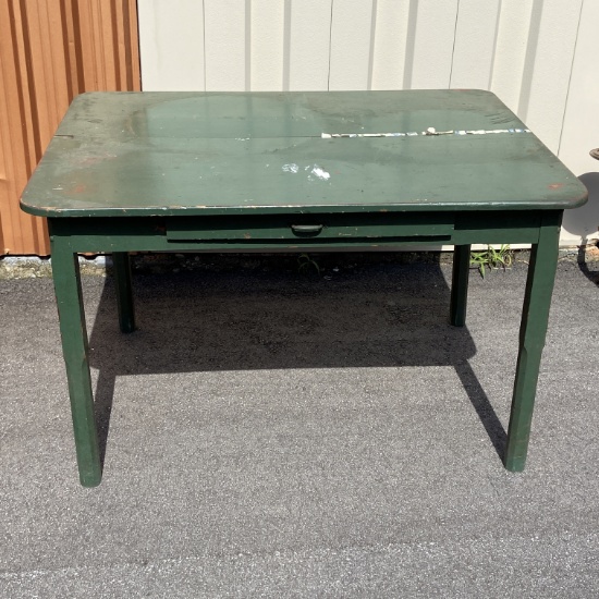 Antique Wooden Craft Table with Drawer