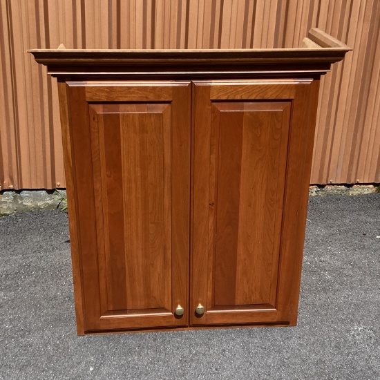 Wooden Upper Cabinet with Crown Molding Piece by Medallion
