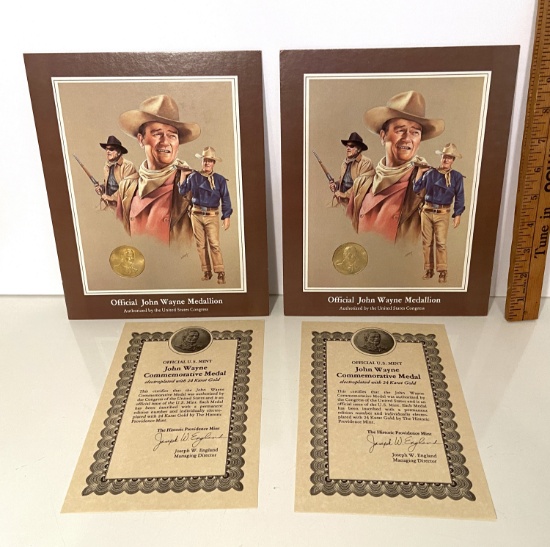 Pair of John Wayne Official Medallions Official U.S. Mint Coins