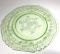 Pretty 8-1/2” Vaseline Glass Plate with Floral Design